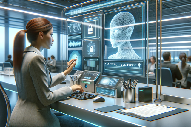 Woman setting up her digital identity.